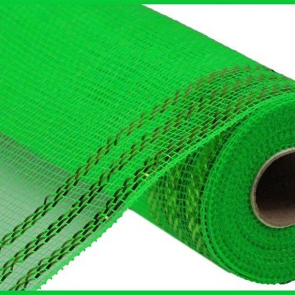 Lime Poly Deco Mesh, Green, 10 inches x 10 Yards, Wreath Mesh for Christmas Tree 850268 Emerald Border