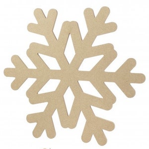 Unfinished Snowflake - 12.5" wide - Smooth MDF wood. 12.5" wide 12.5" tall 5mm thick