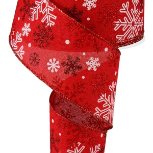 Snowflake Wired Ribbon - Red & White - Christmas Winter -  2.5 Inches x 10 Yards RX4194MX