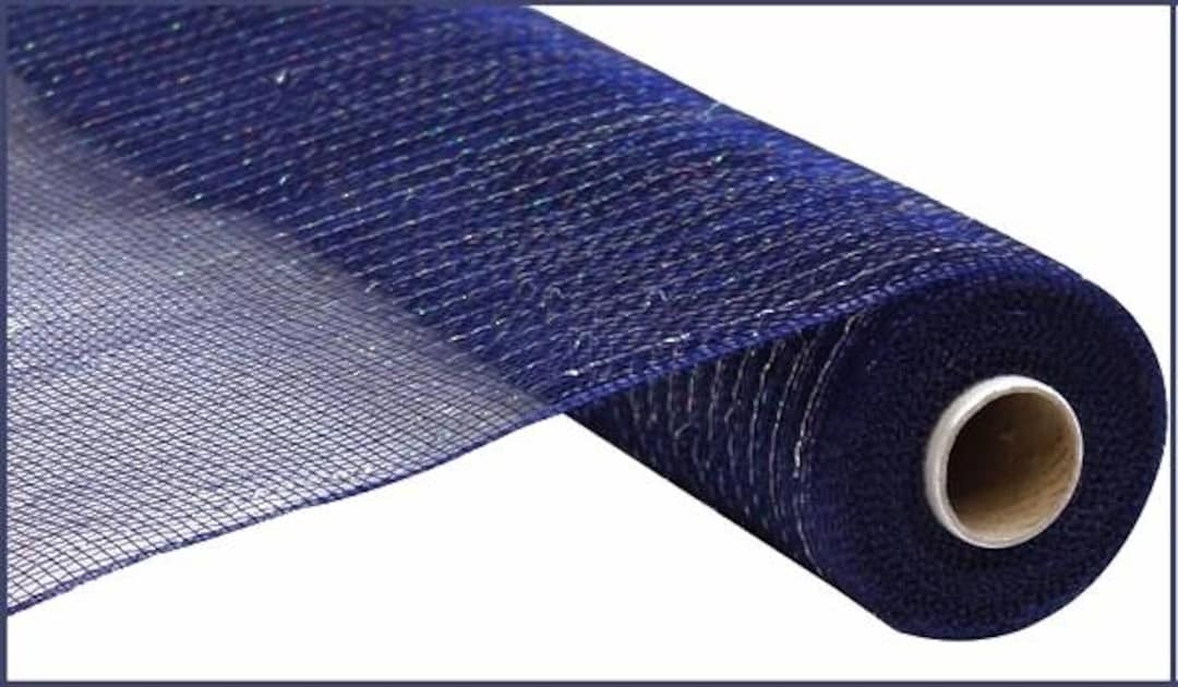 Silver Blog Mesh Navy Silver Metallic Mesh. Wreath Mesh, 21 Inches X 10 Yards RE1001MR ...