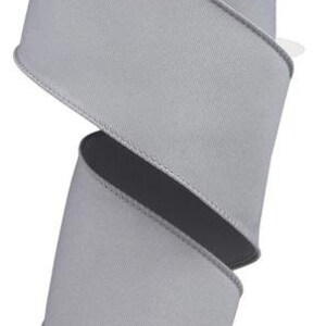 Solid Diagonal Weave Wired Edge Ribbon, 10 Yards (2.5 Inch, Grey) - RGE120310