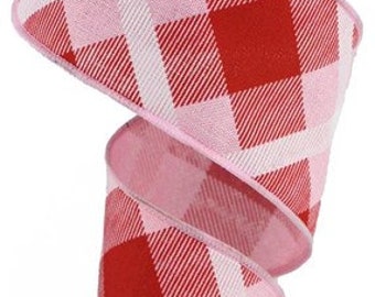 Wired Pink Stripe Ribbon, Pink White Striped Ribbon for Wreaths and Bows  1.5 X 10 YARD ROLL 