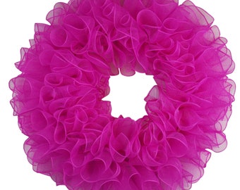 Pink Wreath Base - Premade Wired Ribbon, Wreath Making Wreath and Bow Supply, Craft Ribbon