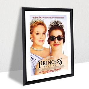 The Princess Diaries Poster, Anne Hathaway Movie Wall Art, Teen Comedy Film Poster, Framed Princess Diaries Canvas, Feel Good Decor