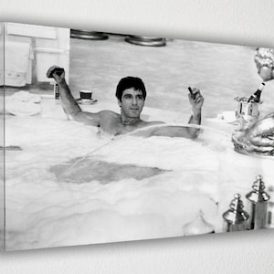 Scarface Jacuzzi Poster, Al Pacino Luxury Scene Wall Art, 80s Gangster Film Poster, Framed Scarface Canvas, Crime Movie Decor