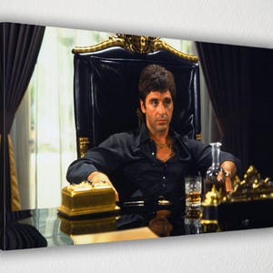 Scarface Al Pacino Poster, Gangster Movie Wall Art, Tony Montana Canvas, Framed Scarface Print, Classic Crime Decor