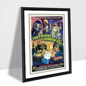 Póster de la Casa del Árbol del Terror de Los Simpson, Arte mural de dibujos animados de Halloween, Impresión enmarcada de Los Simpson, Decoración de programas de televisión espeluznantes