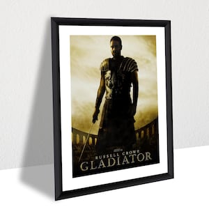 Gladiator Movie Poster, Russell Crowe Wall Art, Historical Epic Film Poster, Framed Gladiator Canvas Print, Movie Room Decor