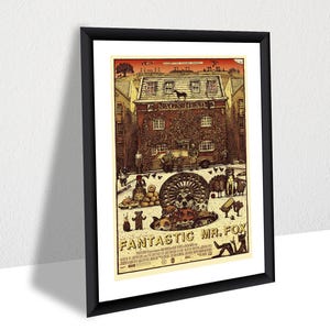 Fantastic Mr. Fox Poster, Wes Anderson Film Wall Art, Stop Motion Animation Print, Framed Fox Movie Poster, Whimsical Decor