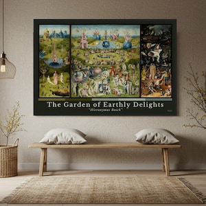 Garden of Earthly Delights Poster, Bosch Wall Art, Surreal Renaissance Artwork, Fantasy World Print, Unique Vintage Art, Dark Decor