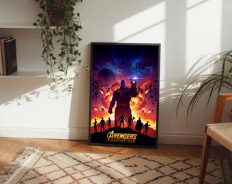 Avengers-Poster, Infinity War Thanos Kunstdruck | Seidenglänzendes Papier oder Leinwand | Verschiedene Größen, auch gerahmt erhältlich