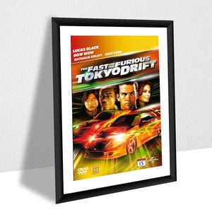 Fast and the Furious Poster, Racing Actionfilm Wandkunst, Vin Diesel Leinwand, gerahmtes Racing Poster, 2000er Jahre Action Decor
