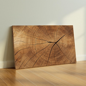 Wood Texture Wall Art, Natural Tree Ring Abstract Canvas, Rustic Earth Tone Print For Modern Home, Neutral Organic Decor