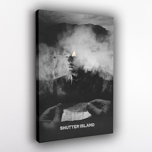 Shutter Island Poster, Leonardo DiCaprio Thriller Wall Art, Mystery Psychological Film Poster, Framed Shutter Island Canvas
