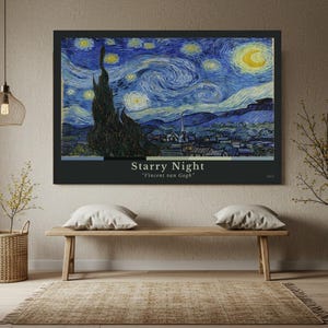 Sternenklare Nacht Poster, Van Gogh Wandkunst, Vincent Van Gogh Leinwanddruck, Berühmte Gemälde Dekor, Fine Art für Zuhause