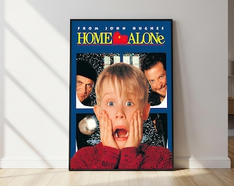 Allein zu Hause Poster | Weihnachtsfilm-Wandkunst | Klassischer Feiertags-Komödien-Druck | ""Kevin McCallister"" Dekor."