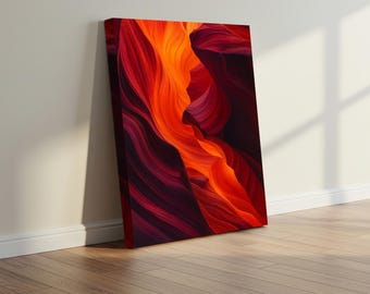 Lienzo abstracto, pintura moderna en tonos naranja y rojo / impresión en algodón / varios tamaños, decoración para sala de estar, colorido