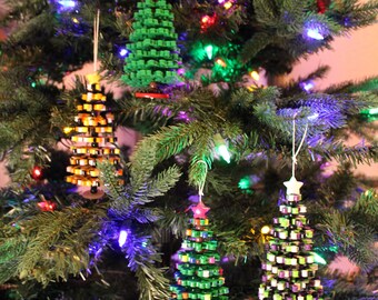 Handmade 3D Perler Christmas/Holiday Tree Ornaments | Perler Art