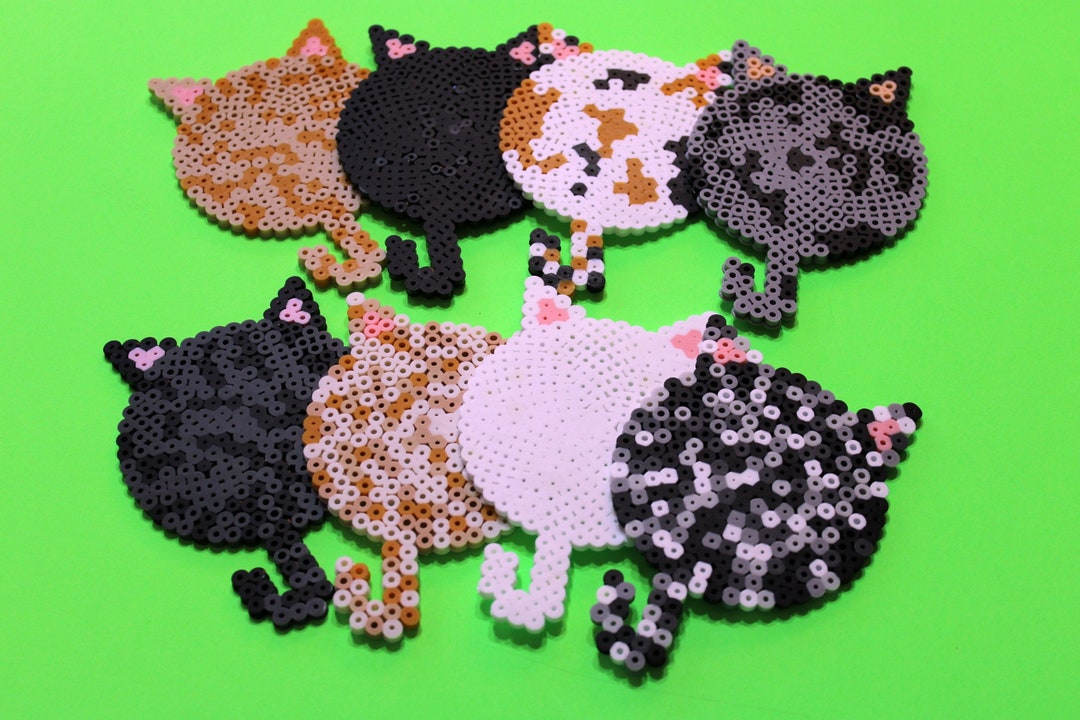 Cute Cat Coasters Perler Cat Coaster Coaster Set Perler Etsy