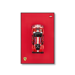 Classic Leather Wall Mount Display for LEGO® Technic™ Ferrari Red | LEGO® Car Frame | Lego® Frame | Lego® Ferrari 488 42125 Daytona 42143