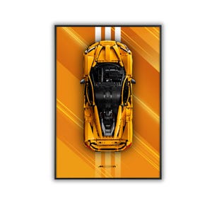 Lego Wall Mount Display for LEGO® Technic™ Mclaren Yellow | LEGO® Car Frame | Lego® Frame | Lego® McLaren P1™ 42172 - Printed