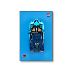 Classic Leather Wall Mount Display for LEGO® Technic™ Bugatti Blue | LEGO® Car Frame | Lego® Frame | Lego® Bugatti 42083