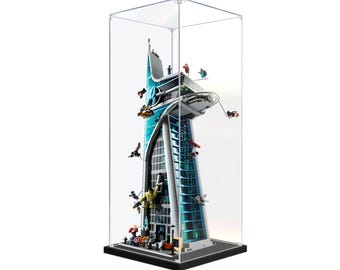 Acrylic Display Case for Avengers Tower 76269 Brick Model, Clear Dustproof Enclosure | 14X14X38 In