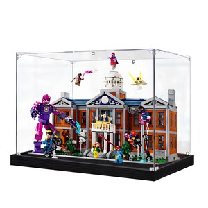 Vitrina acrílica para el modelo de ladrillos X-Men: The X-Mansion 76294 / Protección contra el polvo, apilable, 18 x 12 x 12 pulgadas.
