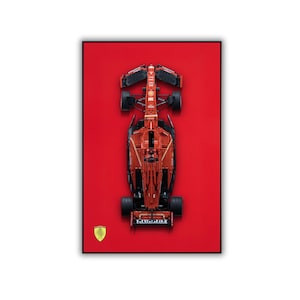 Classic Red Leather Wall Mount Display for LEGO® Technic™ Ferrari Red | LEGO® Car Frame | Lego® Frame | Lego® Ferrari F1 42207