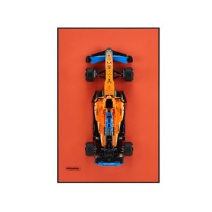 Classic Leather Wall Mount Display for LEGO® Technic™ Mclaren Orange | LEGO® Car Frame | Lego® Frame | Lego® McLaren 42141