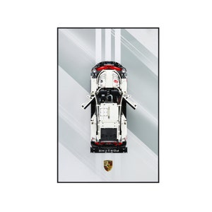 LEGO® Wall Mount Display for Technic™  Porsche White | LEGO® Car Frame | Lego® Frame | Lego® Porsche 911 RSR 42096 FantasMall Topspeed