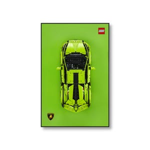 Classic Leather Wall Mount Display for LEGO® Technic™ Lambo Green | LEGO® Car Frame | Lego® Frame | Lego® Lamborghini Sián FKP 37 42115