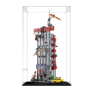 Acrylic Display Case For Daily Bugle 76178 Brick Model, Transparent Showcase | Dust Shielding | Wooden Base