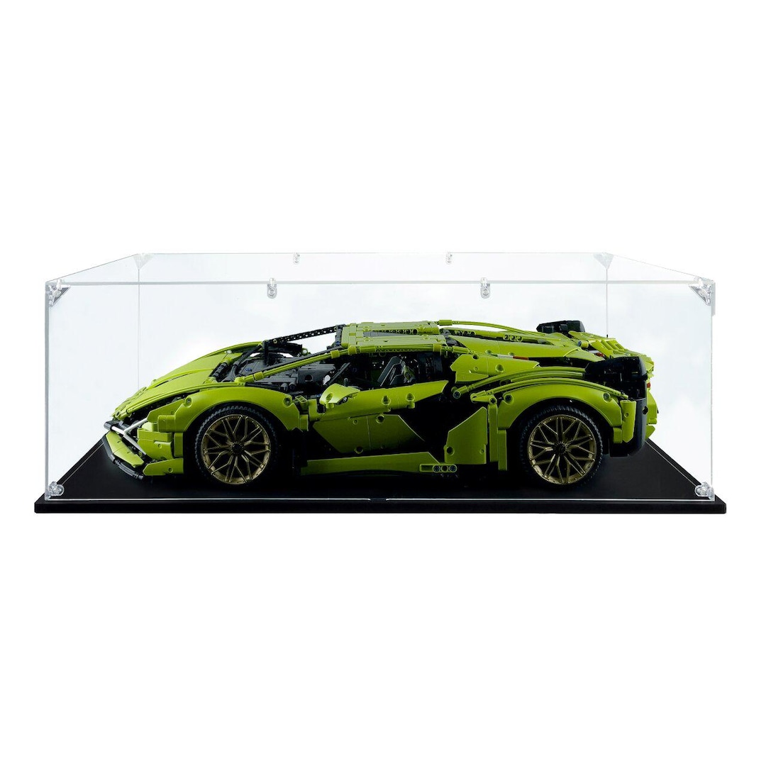 Vitrine Acrylique Pour Lamborghini Sián 42115 – 62x30x20 Cm, Anti-poussière, Base Noire !