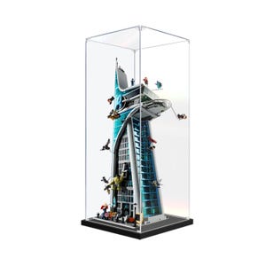 Vitrina acrílica para el modelo de ladrillos de la Torre de los Vengadores 76269, caja transparente a prueba de polvo / 14 x 14 x 38 pulgadas