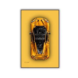 Classic Yellow Orange Leather Wall Mount Display for LEGO® Technic™ Mclaren | LEGO® Car Frame | Lego® Frame | Lego® McLaren 42172