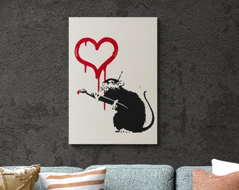 BANKSY WALL ART Because I'm Worthless Banksy Canvas Banksy Rat Art