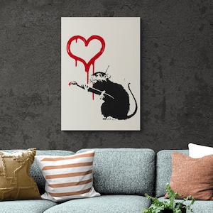 BANKSY I LOVE NY Rat Wall Art Canvas Picture Print Wall BANKSY I LOVE NY Rat Wall Art Canvas Picture Print Wall