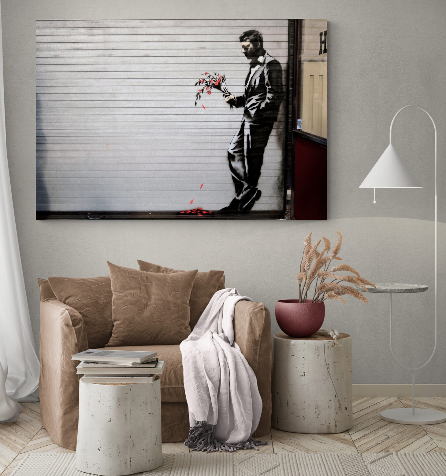 Banksy Man With Flower Graffiti Street Art Canvas ,banksy Street
