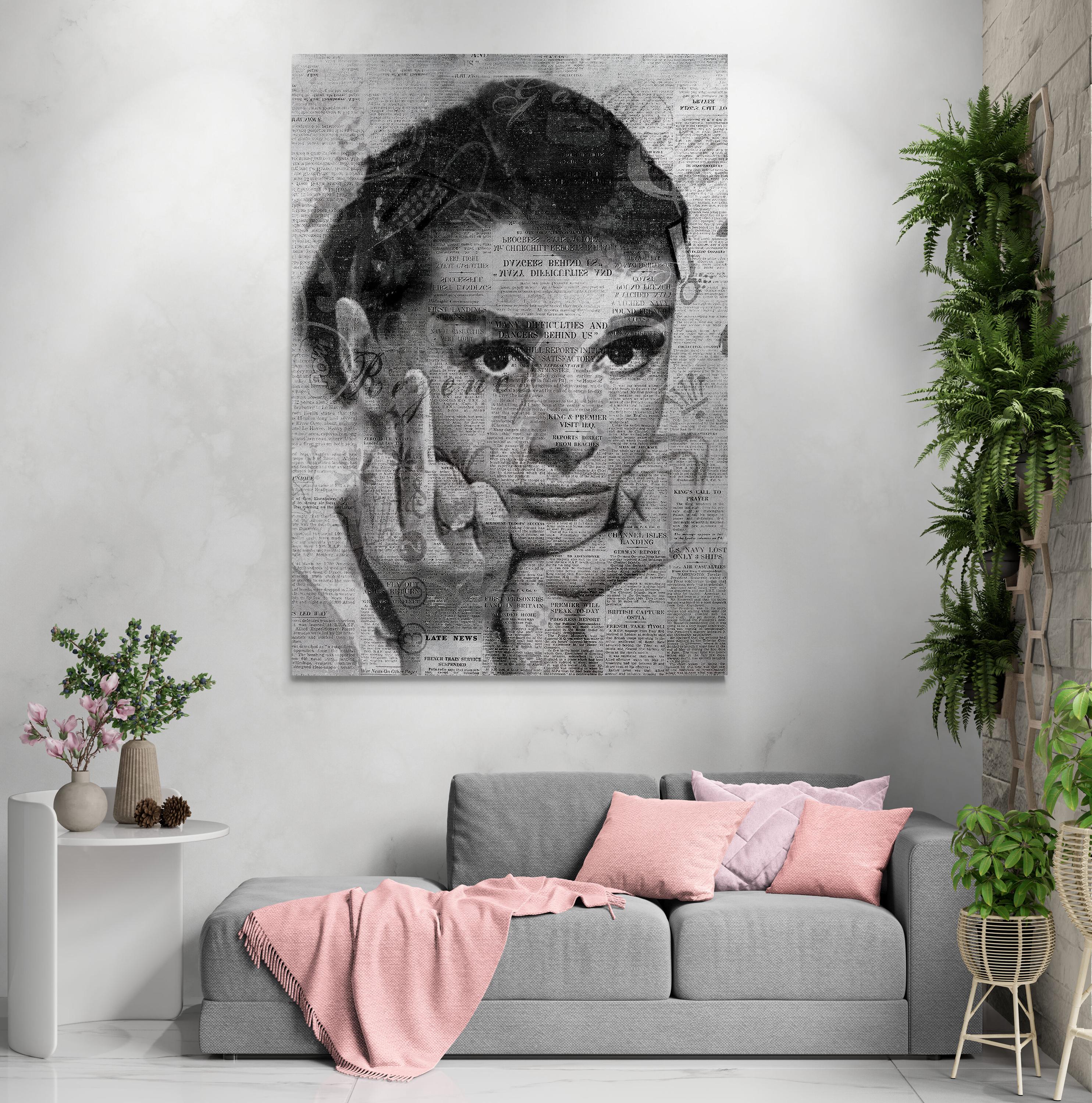 Audrey Hepburn Middle Finger Wall Art Canvas, Famous Artwork