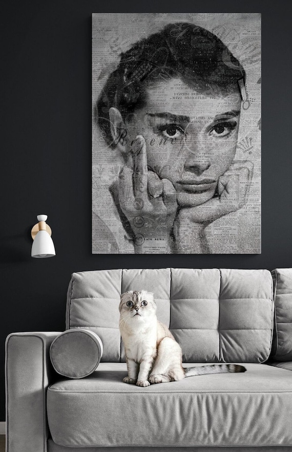 Audrey Hepburn Middle Finger Wall Art Canvas, Famous Artwork