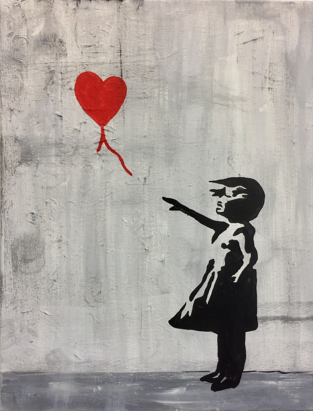 Banksy Girl With Red Heart Balloon Art Canvas, Banksy Street Banksy Girl With Red Heart Balloon Art Canvas, Banksy Street