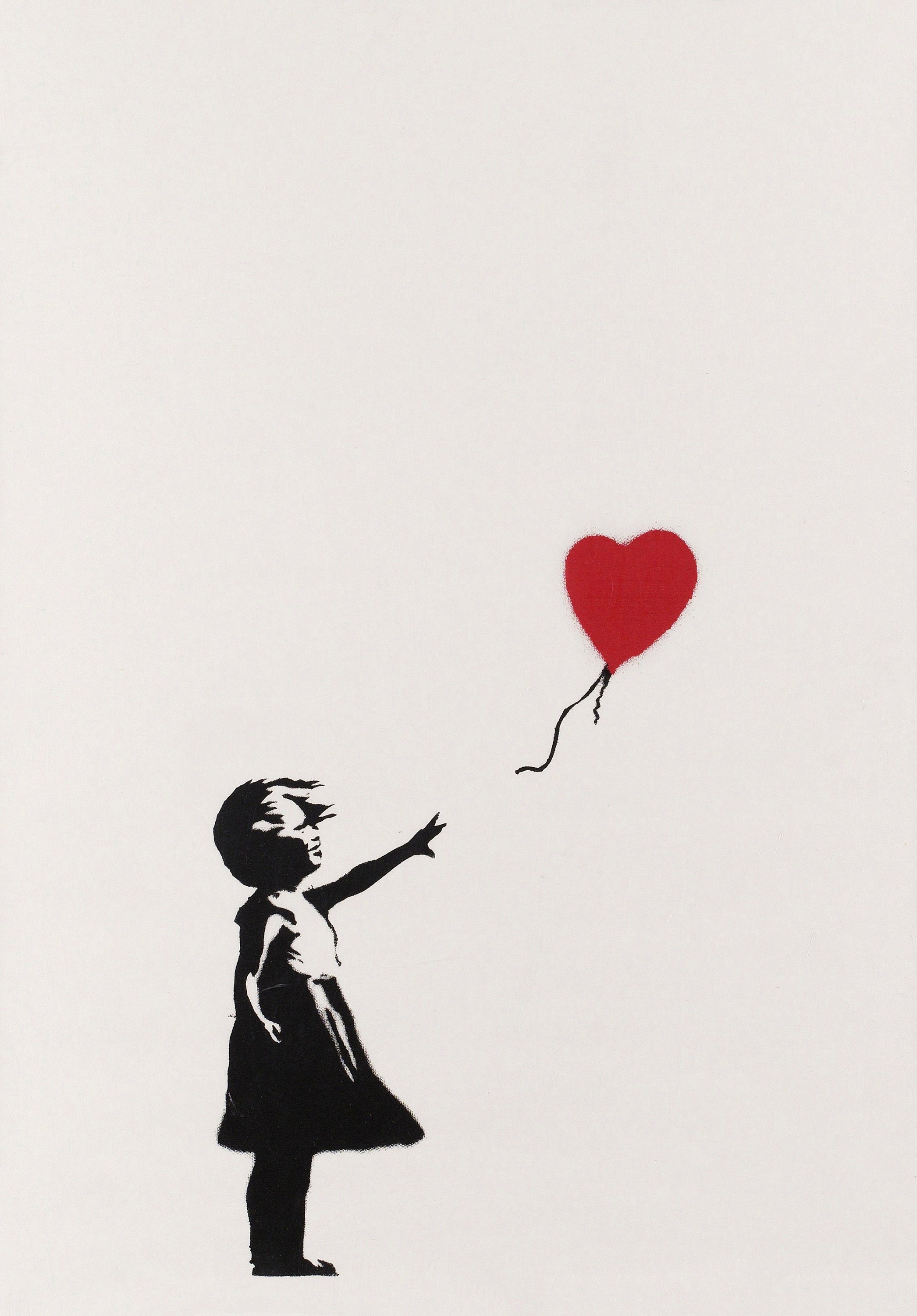 Banksy Girl With Red Heart Balloon Art Canvas Banksy Street Etsy