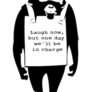 Banksy Monkey laugh now We all be in charge one day Art Canvas, Banksy Street Art,Famous Graffiti Art Canvas Picture Wall Art