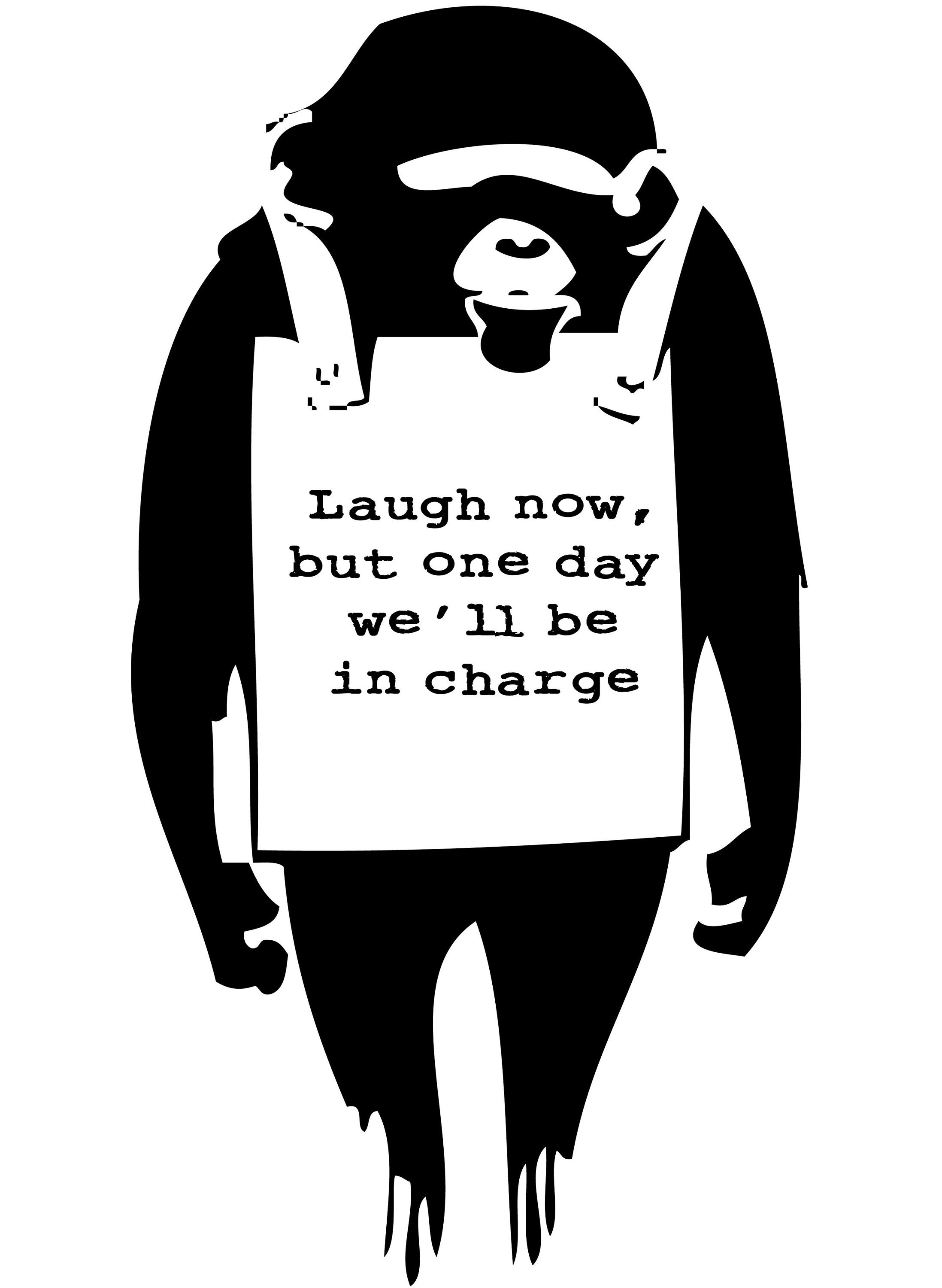 Banksy Monkey Laugh Now We All Be in Charge One Day Art Canvas