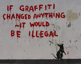 BANKSY WALL ART Because I'm Worthless Banksy Canvas Banksy Rat Art