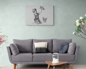 Tela artistica Banksy NHS Superhero Nurse, Stampa Banksy Game Changer, Arte di strada Banksy, Arte murale graffiti famosa, Tela graffiti di strada