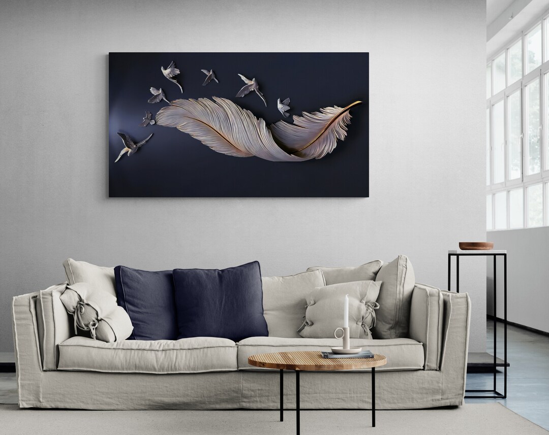 Feather Canvas Wall Art, Modern Art Canvas,abstract Feather Home Decor ...