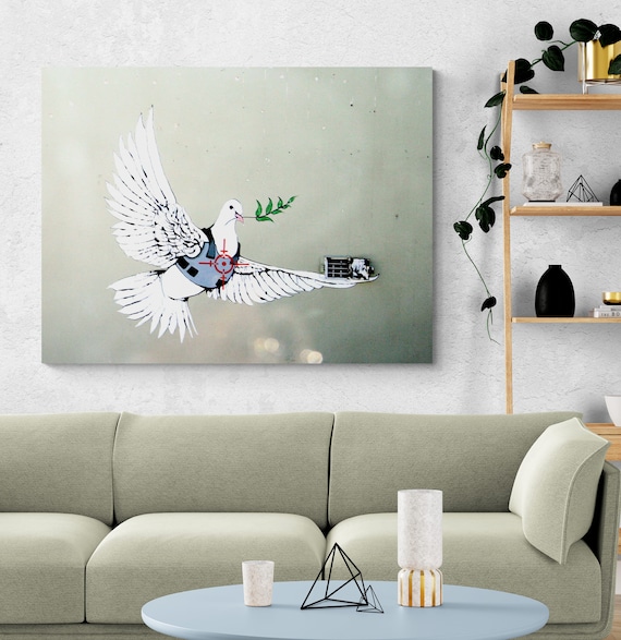 Banksy Armored Peace Dove Art Canvas, Banksy Street Art,famous