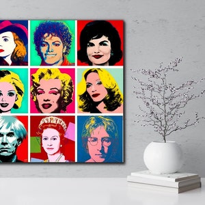 Collage Andy Warhol Kunstdruck Leinwand, Pop Art Wand Kunst Dekor, Abstrakte Leinwand Druck Bild Zeitgenössische Kunst Reproduktion Druck